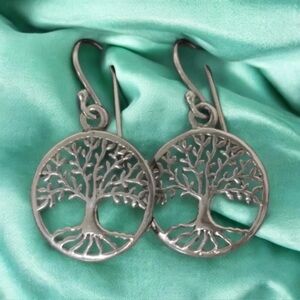 925 Sterling Silver Tree of Life Dangle Earrings